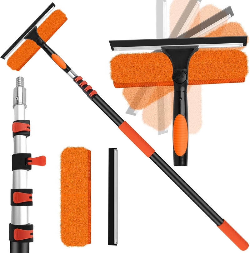 ACTREY 26FT High Window Cleaning Kit with Pole, 2 in 1 Window Squeegee for Window Cleaning,5-20FT Professional Window Cleaning Kit with Pole,180°Rotatable Squeegee for Indoor/Outdoor High Windows,Home,Car - Image 1